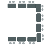 Tables and chairs in a horseshoe layout