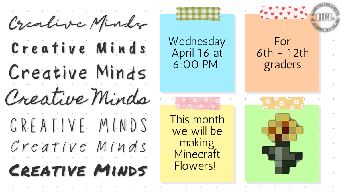 Creative Minds, April 16 at 6pm